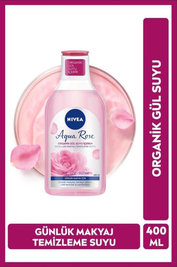 Aqua Rose Organik Gül Suyu İçeren Micellar Makyaj Temizleme Suyu 400ml, Günlük Makyaj, Nemlendirici - Image 1