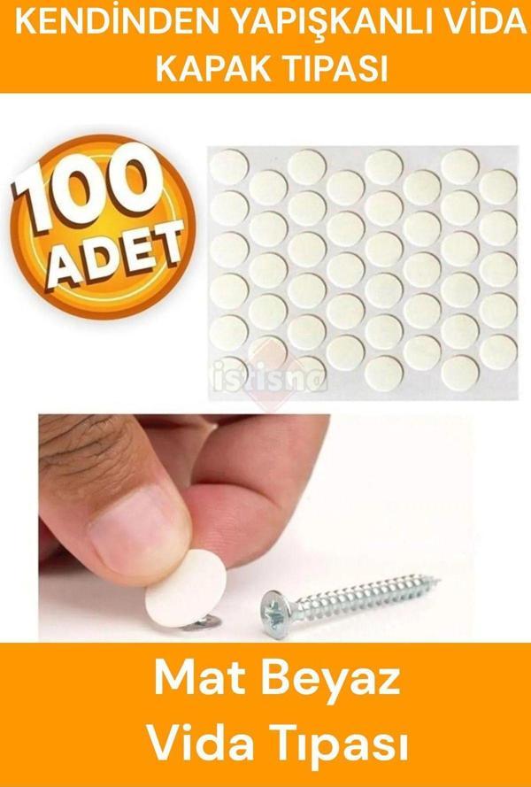 100 Adet Mat Beyaz Ahşap Mobilya Dolapları Için Aksesuarları Kendinden Yapışkanlı Vida Kapak Tıpası - Image 1