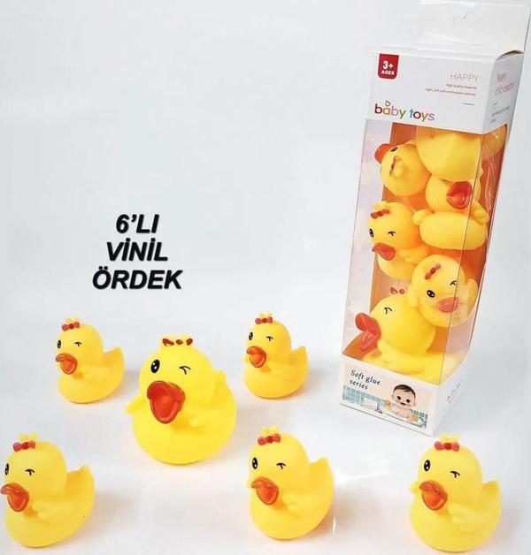 Güvenli Toksik Olmayan Bebek Banyo Oyuncak Silikon Ördek Kauçuk Sarı Ördek 6 lı Ördek - Image 1