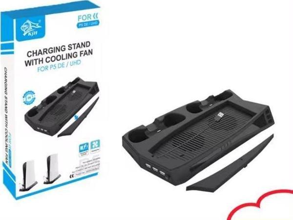 Playstation 5 Standart (Fat) Kasa Fanlı Stand - PS5 Dikey Stand (Siyah) - Image 1