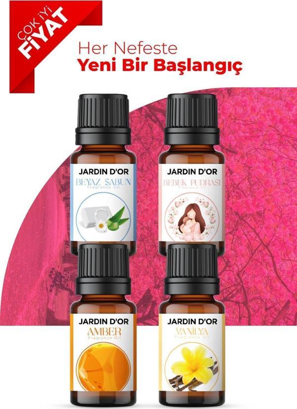 Jardin D'or 4'lü Set Esansiyel Uçucu Yağ Buhurdanlık Yağı Hava Nemlendirici Aroma Difüzörü Kokusu Esans 4x - Image 1