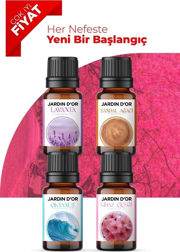 Jardin D'or 4'lü Set Esansiyel Uçucu Yağ Buhurdanlık Yağı Hava Nemlendirici Aroma Difüzörü Kokusu Esans 4x - Image 1