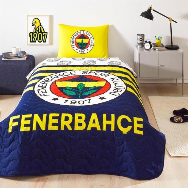 TAÇ Lisanslı Fenerbahçe Stripe Tek Kişilik Yatak Örtüsü Seti - Image 1