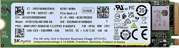 SK Hynix BC901 512GB 3400/2900 MB/s Gen4x4 M.2 2280 SSD - Image 1