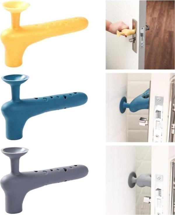 3 Adet Silikon Pencere Kapı Kolu Koruyucu Stoper Duvar Çarpışma Önleyici Aparat - Image 1