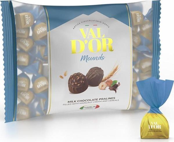 Val D’or Tahıl Patlaklı Fındıklı Krema Dolgulu Sütlü  Mounds Çikolata 1000 Gr. (1 Poşet) - Image 1