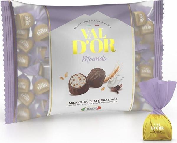 Val D’or Tahıl Patlaklı Sütlü Krema Dolgulu Mounds Çikolata 500Gr. (1 Lila Poşet) - Image 1