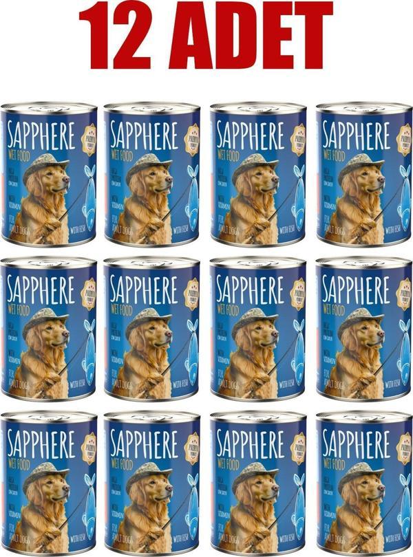 Sapphere Balıklı Yetişkin Köpek Maması Konserve 400 Gr 12 Adet - Image 1