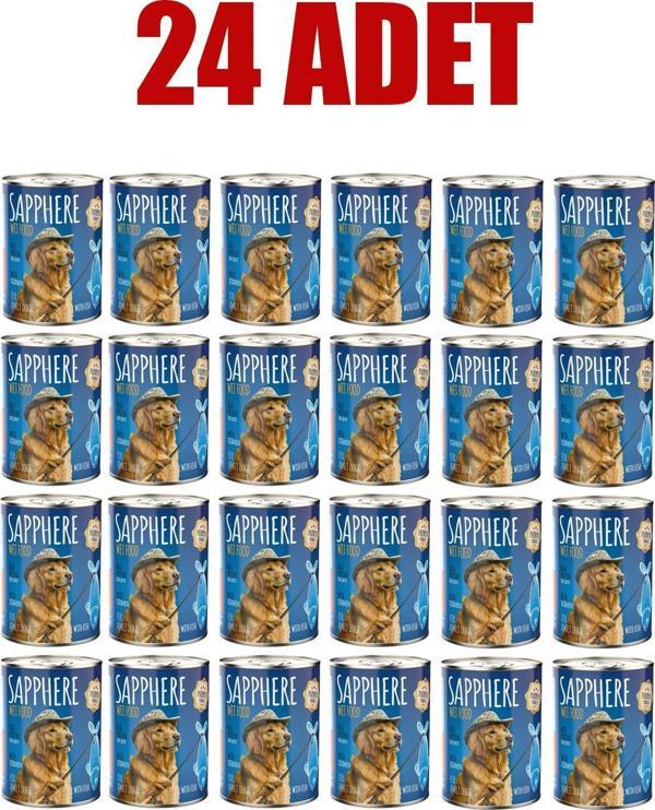 Sapphere Balıklı Yetişkin Köpek Maması Konserve 400 Gr 24 Adet - Image 1