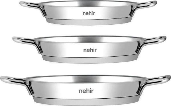 Nehir paslanmaz çelik sahan seti - 3 lü yumurta sahanı tavası 16-18-20 cm 3 boy - Image 1