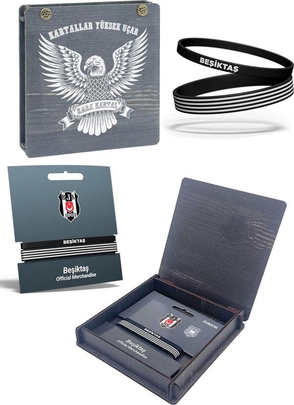 Beşiktaş Orijinal 2'li Silikon Çocuk Bileklik Hediyelik Ahşap Kutulu - Image 1