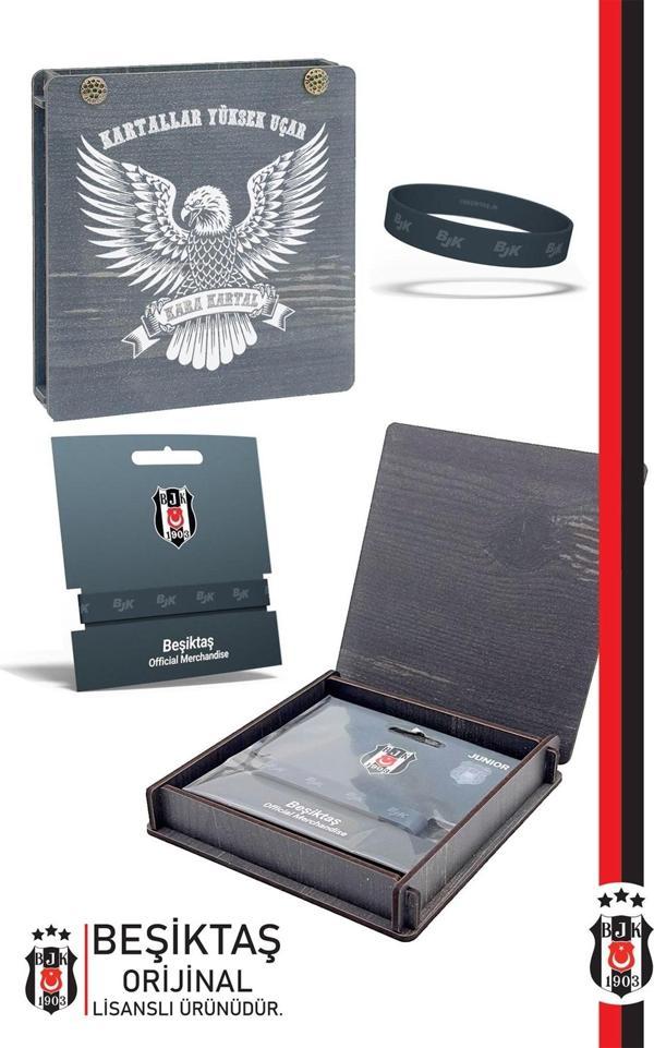Beşiktaş Orijinal Lisanslı Çift Taraflı Silikon Çocuk Bileklik Hediyelik Ahşap Kutulu - Image 1