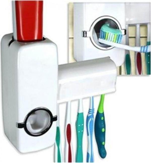 Otomatik Diş Macunu Sıkacağı Ve 5'li Diş Fırçalık Askısı Set - Image 1