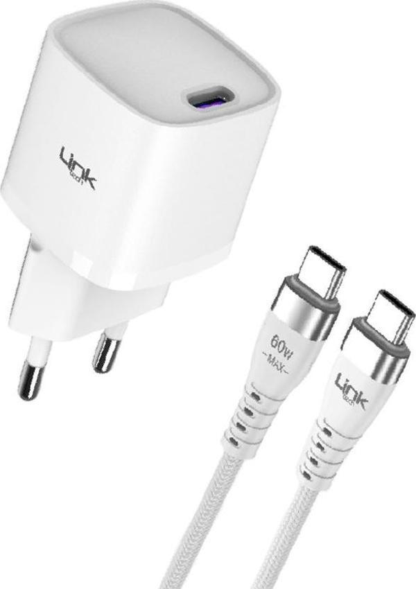 LinkTech G842 Premium 20W QC4.0 GaN Type-C Kablolu Şarj Aleti Set - Image 1