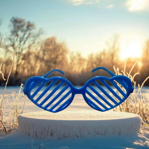 CHRİSTMAS PARTY BLUE GLASSES KALPLİ MAVİ PARTİ GÖZLÜĞÜ MAVİ PANJUR GÖZLÜK MAVİ YILBAŞI PARTİ GÖZLÜĞÜ - Image 1