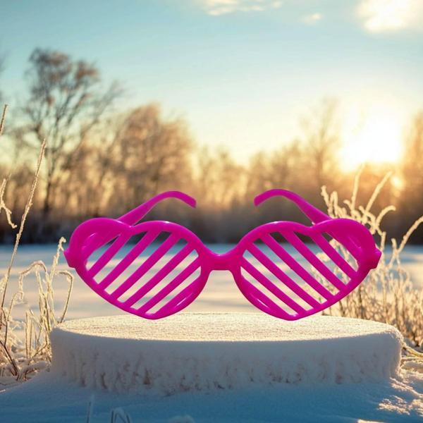 CHRİSTMAS PARTY GLASSES KALPLİ PEMBE PARTİ GÖZLÜĞÜ PEMBE PANJUR GÖZLÜK PEMBE YILBAŞI PARTİ GÖZLÜĞÜ - Image 1