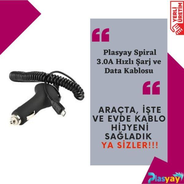 Plasyay Spiral 3.0A Hızlı Şarj Ve Data Kablosu Beyaz - Image 1