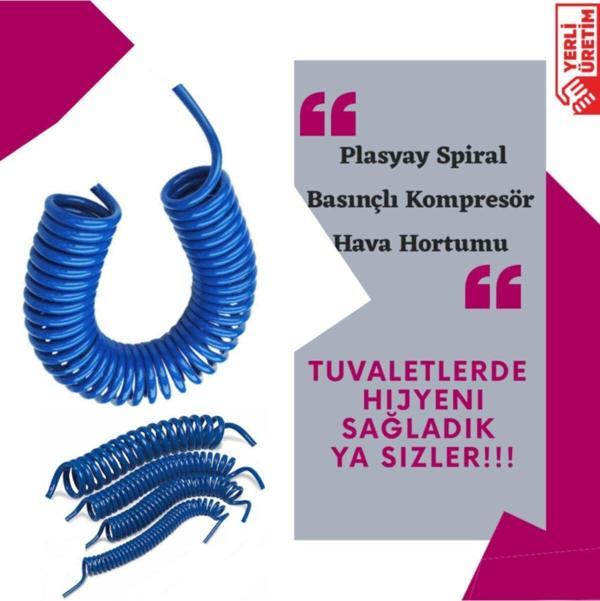Plasyay Spiral Basınçlı Kompresör Hava Hortumu 8X14 Mm 5 Metre Mavi - Image 1