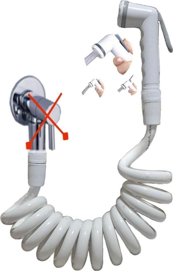 Plasyay Spiral Mandallı Şattaf Başlıklı Sulama Yıkama Ayarlı Set Beyaz 4 Metre Yerli - Image 1