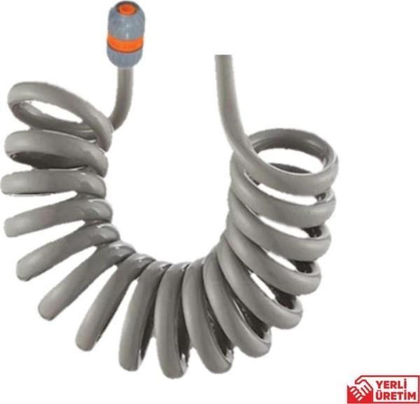 Plasyay Spiral Uzatma Hortumu 5 Metre Gri Ve Bağlantı Aparatı - Image 1