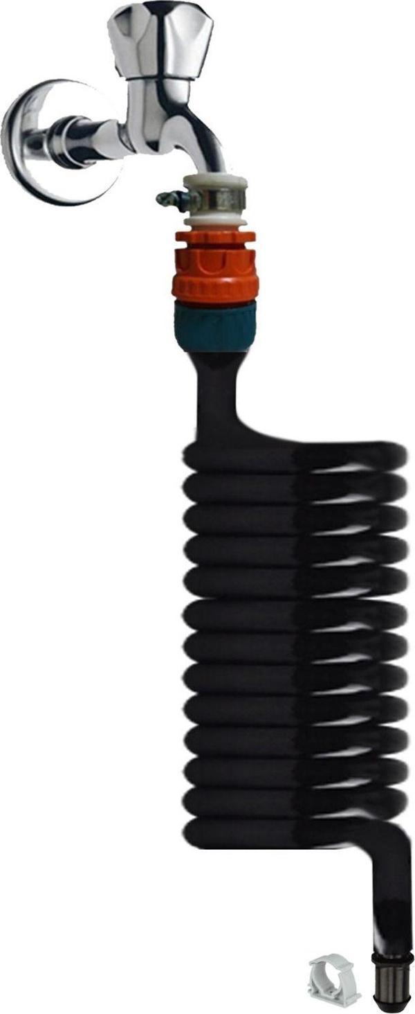 Plasyay Spiral Wc Taharet Hortum Matik Ve Wc Banyo Yıkama Seti Kelepçe Adaptörlü Siyah Inci 110 Cm - Image 1