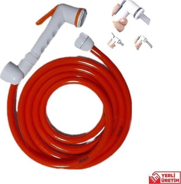 Plasyay Yerli Düz Tekne Yat Karavan Duş Yıkama Ve Sulama Şattaf Başlıklı Set Turuncu 5 Metre - Image 1