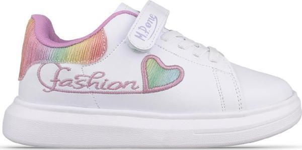 Büyük Kız Çocuk Cırtlı Beyaz-Mor Sneaker - Image 1