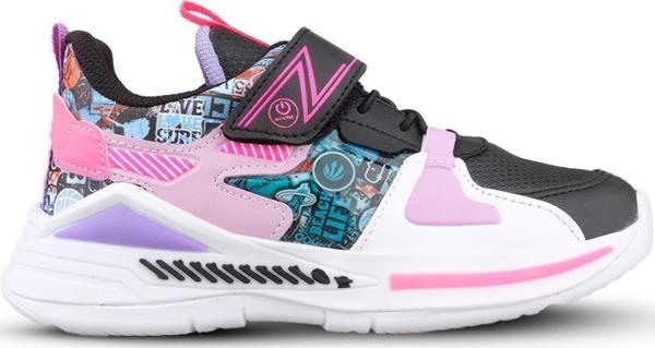 Büyük Kız Çocuk Cırtlı Siyah-Mor Sneaker - Image 1