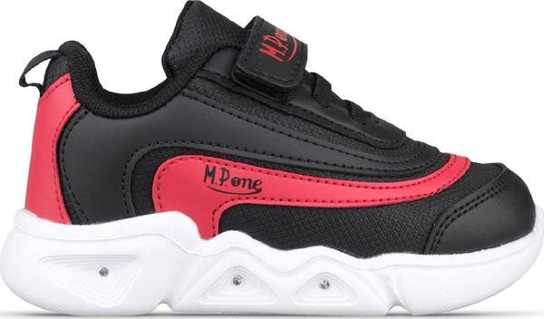 Küçük Kız Çocuk Cırtlı Siyah-Kırmızı Sneaker - Image 1