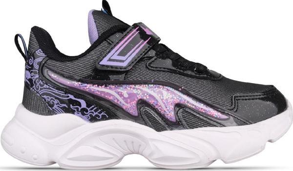 Büyük Kız Çocuk Cırtlı Siyah Sneaker - Image 1