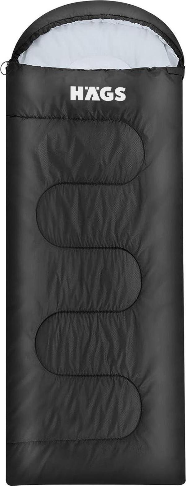 Haegs Uyku Tulumu Battaniye Kamp Outdoor Çadır Karavan Yazlık Kışlık Uyku Tulumu Hafif Sıcak Kompakt Siyah 220x75 cm - Image 1