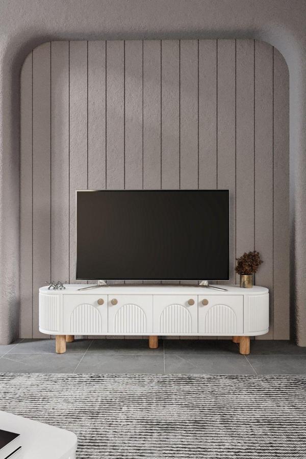 Venüs Modüler Mebran Kapak. Duru  Tv Sehpas180 Cm Perast Oval Tv Ünitesi - Image 1