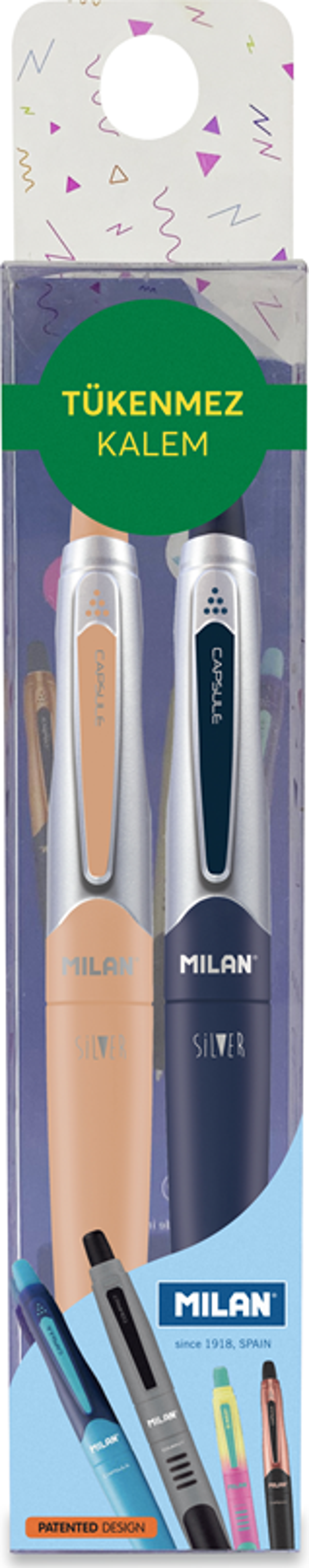 MILAN 1765649120 SILVER MAVİ TÜKENMEZ KALEM BLİSTER - 2Lİ - Image 1