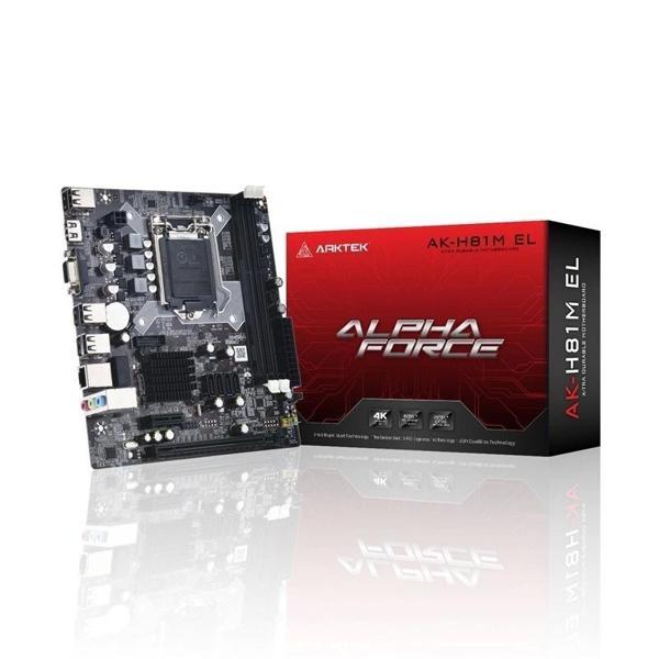 Arktek Alpha Force, Ak-h81m El, 2xddr3, M.2, D-sub, Hdmı, 4.nesil, Lga1150 Soket, Anakart - Image 1