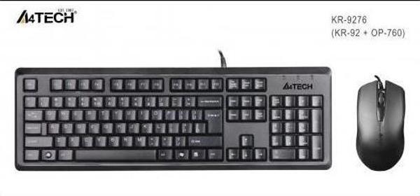 A4 Tech Kr-9276, Siyah, Usb Kablolu, Türkçe Q, Multimedya, Klavye Mouse Set - Image 1