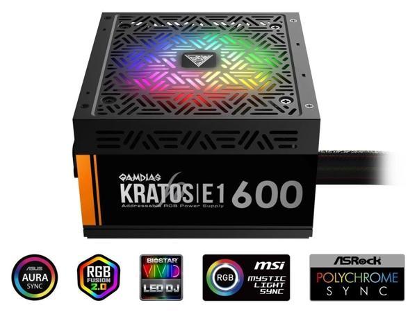 Gamdıas Kratos E1-600, 600w, Rgb, Gamıng, Atx, Power Supply (psu) - Image 1