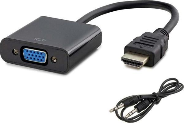 Hadron HDX2019-S HDMI (M) - VGA (F) 1080p Sesli Dönüştürücü Adaptör - Siyah - Image 1