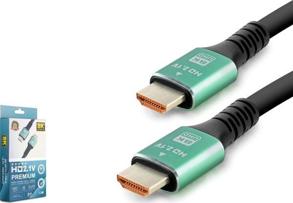 Hadron HDX2044 8K 60Hz 3D HDR v2.1 1.5mt HDMI Kablo - Siyah-Yeşil - Image 1