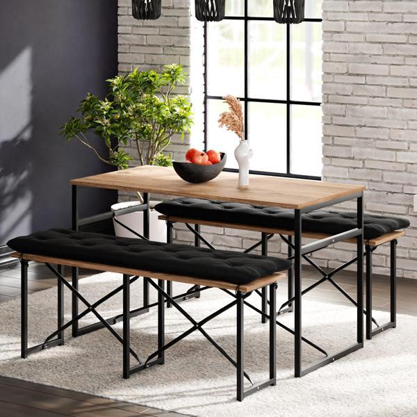 Eportatif Masa Takımı Minderli Bench Bank Masa Seti 120x60 Masa Mutfak Masası Yemek Masası Çam 1554 - Image 1