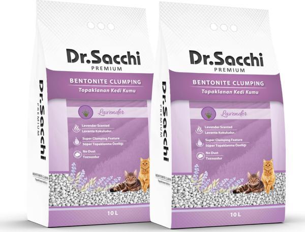 Dr.Sacchi Lavanta Kokulu Bentonit Kedi Kumu 10 Lt X2AD - Image 1