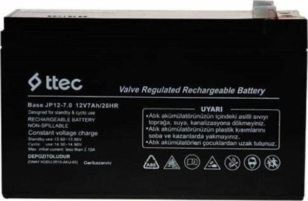 Ttec Plus Ttec 12V 7Ah- Bakımsız Kuru Akü 04/2024 Üretim 12 Volt 7 Amper - Image 1