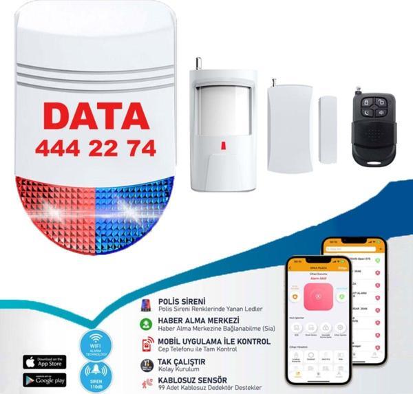 Data Güvenlik Data Dt-12 Wifi Kablosuz Siren Alarm Sistemi Mobil Uygulamalı - Image 1
