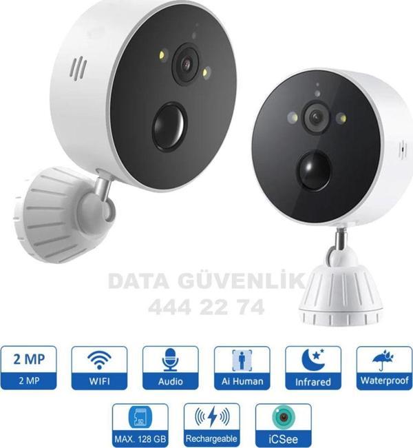 Data Güvenlik Kablosuz Harekete Duyarlı Pilli Şarj Edilebilir Kamera Full Hd 1080P - Image 1