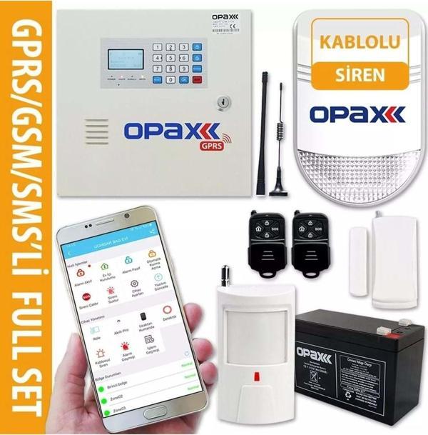 Opax Gprs Alarm Paneli & Bgr-10 Kablolu Sirenli Full Set Akü Dahil (1 Yıl Ahm Ücretsiz) 2646 - Image 1