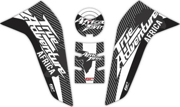 Gp Kompozit Tank Pad Seti Honda Africa Twin Crf1100l 2020-2021 Siyah-beyaz Karbon Desenli - Image 1