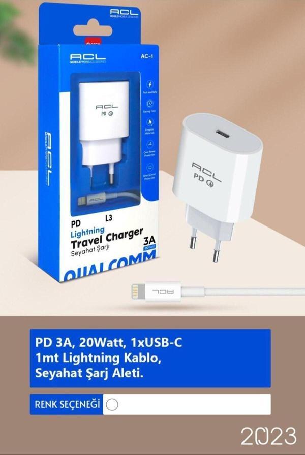 ACL L3 Powerclassic™ Pd Quick Charge 3A Type-C To Lightning Hızlı Şarj Aleti - Image 1