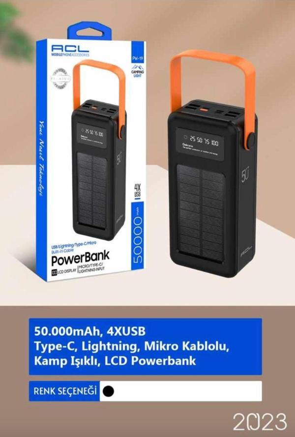 ACL Pw-19 50.000Mah Kamp Işıklı Lcd Powerbank - Image 1
