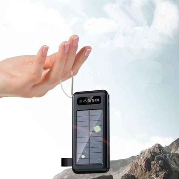 ACL Solar 10.000 Mah Güneş Enerjili Led Işıklı Powerbank Şarj Aleti 2X Usb Çıkışlı Mikro Typc Lıghtnıng - Image 1