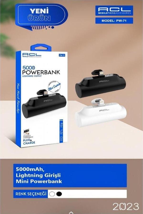 ACL Süper Mini 5000 Mah Lightning Girişli Mini Powerbank Güç Bankası Pw-71 - Image 1