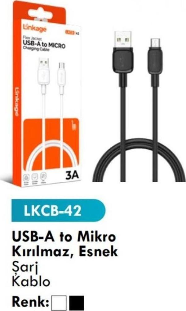 Linkage Şarj Kablosu Usb-A To Mikro Kırılmaz Esnek Şarj Kablo Lkcb-42 - Image 1
